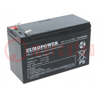 Re-battery: acid-lead; 12V; 7.2Ah; AGM; maintenance-free; EP