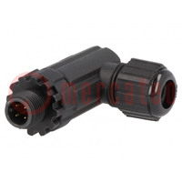 Conector: M12; enchufe; PIN: 4; macho; para conducto; IP68; 250V; 4A