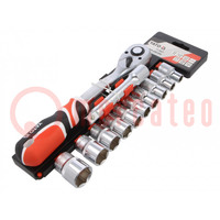 Wrenches set; 6-angles,socket spanner; 12pcs.