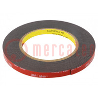 Tape: fixing; W: 9mm; L: 5.5m; Thk: 1.1mm; acrylic; black
