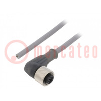 Connection lead; M12; PIN: 3; angled; 5m; plug; 250VAC; 3.1A; PVC