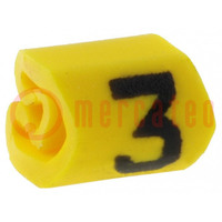 Markers; Marking: 3; 1÷3mm; PVC; yellow; -65÷105°C; leaded; HGDC1-3