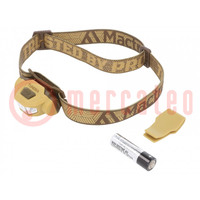 Torch: LED headtorch; 215lm; 60x38x30mm; beige