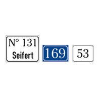 Anwendungsbeispiel: Hausnummernschild aus Aluminium, geprägt (verfügbare Formen) (Art. 11.5314; 11.5317; 11.5314)