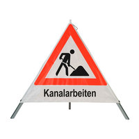 Safety Faltsignal, verschiedene Symbole Höhe 90 cm Version: 27 - Symbol Baustelle, Text Kanalarbeiten