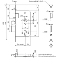 Produktbild zu BMH Fluchttürschloss 6013 1-flg. Funktion E/EN 1125, links, Edelstahl Stulp 24