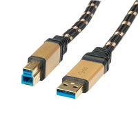 ROLINE 11.02.8902 USB kábel 1,8 M USB 3.2 Gen 1 (3.1 Gen 1) USB A USB B Fekete, Arany