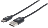 Manhattan USB 2.0 Typ C-Kabel, Typ A-Stecker auf Typ C-Stecker, 480 Mbit/s, 3 m, schwarz