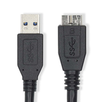 Nedis CCGL61500BK10 USB kábel 1 M USB 3.2 Gen 1 (3.1 Gen 1) USB A Micro-USB B Fekete