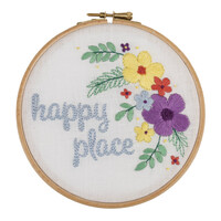 Embroidery Kit with Hoop: Happy Place