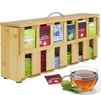 ONVAYA® Teebox aus Holz | Teekiste mit 6 Fächern | Teebeutelbox für ca. 200 Teeb