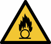 Sicherheitskennzeichnung - Warnung vor brandfördernden Stoffen, Gelb/Schwarz