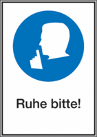 Kombischild - Ruhe bitte!, Ruhe bitte!, Blau, 18.5 x 13.1 cm, Kunststoff, Weiß