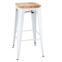 Bolero Bistro High Stools in White with Wooden Seat Pad - Pack of 4