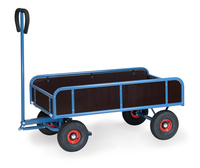 fetra® Handwagen, Ladefläche 1145 x 645 mm, Siebdruckplatte, 4 Wände, Lufträder