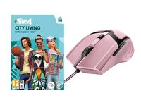 The Sims 4: City Living (PC) + Trust GXT 101P Gav USB egér rózsaszín