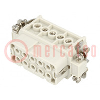 Connector: HDC; contact insert; female; S-A; PIN: 10; 10+PE; 16A
