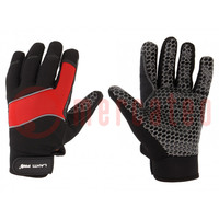 Protective gloves; Size: 8; black-red; microfiber,plastic