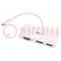 Adaptateur; DisplayPort 1.2,HDMI 1.4,USB 3.0; 0,15m; blanc