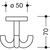 Skizze zu Háromágú forgó akasztó HEWI 477.90B050,magasság 70mm, tisztafehér matt poliamid