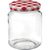 Produktbild zu Vorratsglas 6-tlg., rund, Karo-Rot-Deckel, Inhalt 0,390 Liter, TO: 70