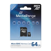 MEDIARANGE MR955 - TARJETA MICRO SDXC DE 64 GB, CLASE 10, CON ADAPTADOR