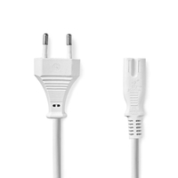 NEDIS POWER CORD EURO MALE IEC-320-C7 STRAIGHT NICKLED 2.00 M PLAT PVC WHITE