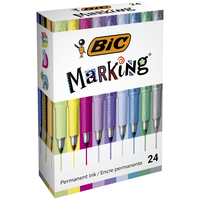 BIC 992731 permanente marker Blauw, Metallic, Metaalachtig blauw, Metaalachtig groen, Metaalachtig roze, Roze, Paars, Zilver, Violet, Geel Kogelpunt 24 stuk(s)
