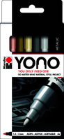 Marabu YONO Marker set METAL Zwart, Goud, Roze, Zilver 4 stuk(s)