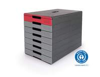 Durable IDEALBOX ECO 7 Drawer Recycled Plastic File Storage Organiser | Red