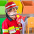 Relaxdays Feuerwehrhelm Kinder 4er Set, verstellbar, klappbares Visier, Nackentuch, Feuerwehr, HBT: 24,5x22,5x28 cm, rot