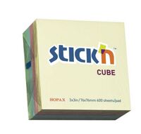 ValueX Stickn Notes Cube 76x76mm 400 Sheets Pastel Colours 21013