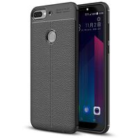 NALIA Leather Look Case compatible with HTC Desire 12 Plus, Silicone Ultra-Thin Protective Phone Cover Rubber-Case Gel Soft Skin, Shockproof Slim Back Bumper Protector Back-Case...
