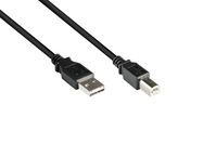 kabelmeister® Anschlusskabel USB 2.0 EASY Stecker A an Stecker B, schwarz, 1m