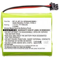 Battery 2.52Wh Ni-Mh 3.6V 700mAh Black for Cordless Phone 2.52Wh Ni-Mh 3.6V 700mAh Black for AT&T Cordless Phone 24032X, 401, 4126,