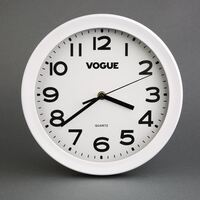 Vogue Kitchen Time Wall Analogue Clock in White Made of Plastic Quartz Movement