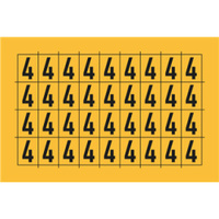 Ziffer 4, gelb / schwarz, Folie, selbstklebend, 14 x 19 x 0,1 mm