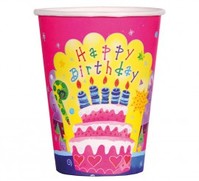 6 Vasos Happy Birthday de 9 cm T.Única