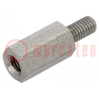 Screwed spacer sleeve; 10mm; Int.thread: M3; Ext.thread: M3