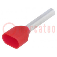 Tip: bootlace ferrule; insulated,double; copper; 1mm2; 12mm; red