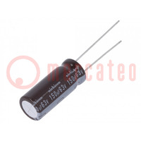 Kondensator: elektrolytisch; low ESR; THT; 150uF; 63VDC; Ø10x25mm