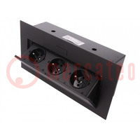 Plug socket strip: furniture; IP20; 16A; 2500W; black; 223x108mm