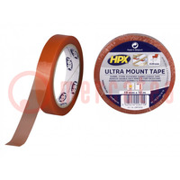 Tape: fixing; W: 19mm; L: 10m; Thk: 0.2mm; double-sided; transparent