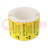 Etiqueta adhesiva; ESD; 38x75mm; 1000uds; bobina; amarillo-negro