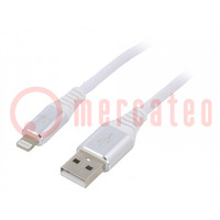 Kabel; USB 2.0; Apple Lightning-Stecker,USB A-Stecker; 1m; weiß