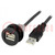 USB socket; 22mm; har-port; -25÷70°C; Ø22.3mm; IP20; black; Len: 1m