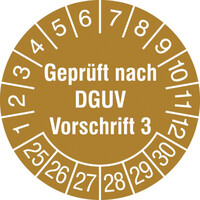 Prüfplakette als Einzeletikett, Geprüft nach DGUV Vorschrift 3, Druchm.: 3,0 cm Version: 25-30 - Geprüft nach DGUV Vorschrift 3, 25-30