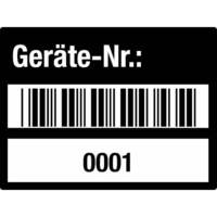 SafetyMarking Etik. Geräte-Nr. Barcode und 0001 - 1000 4 x 3 cm Rolle, PVC Version: 01 - schwarz