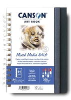 CANSON - PROFESSIONAL BOOK - PAPIER MULTITECHNIQUE - GRAIN FIN - 300G/M² - CARNET SPIRALÉ - A4-21X29-7CM - BLANC - 28 FEUILLES
