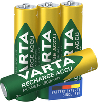 Varta Recharge Accu Power AAA 1000 mAh Blister da 4 (Batteria NiMH Accu Precaricata, Micro, ricaricabile, pronta all'uso)